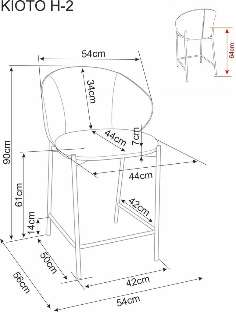 Stołek barowy KIOTO, orzech/beżowy