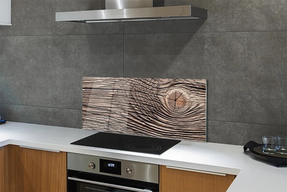 Panel szklany do Kuchni Słoje Drewna w Zbliżeniu