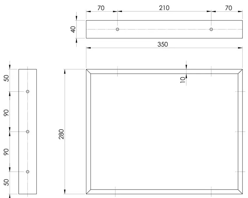 Stalowy stelaż pod blat w kolorze złota 35x2 cm – Sapho