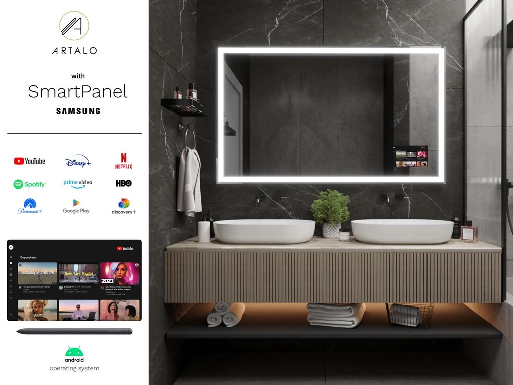 SMART LED lustro do łazienki z oświetleniem M1 premium + Samsung SmartPanel