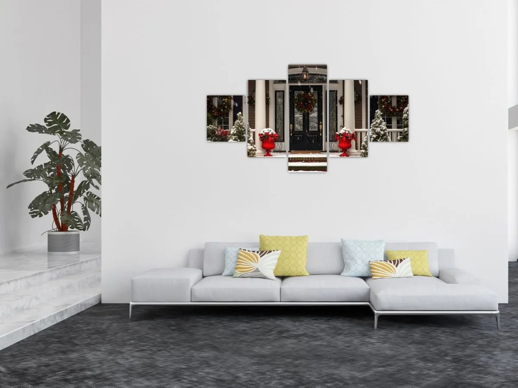 Obraz - Świątecznie udekorowany dom (125x70 cm)