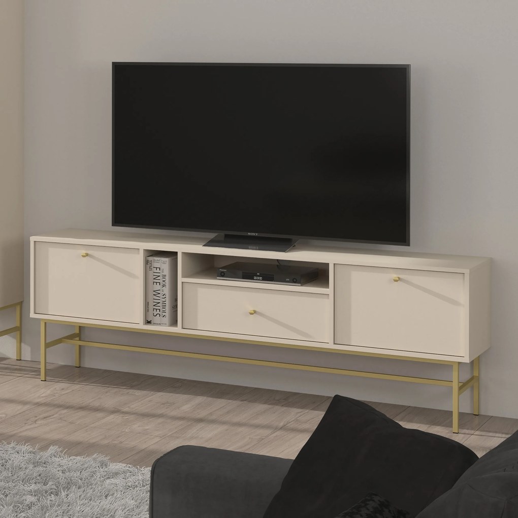 Szafka RTV stojąca TORINO 180 cm do Salonu pod Telewizor 1 Szuflada - Odcienie beżu