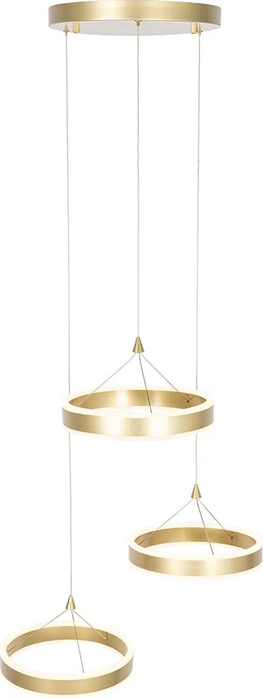 Lampa wisząca mosiądz okrągła z LED 3-stopniowo ściemniana 3-światłowa - Lyani