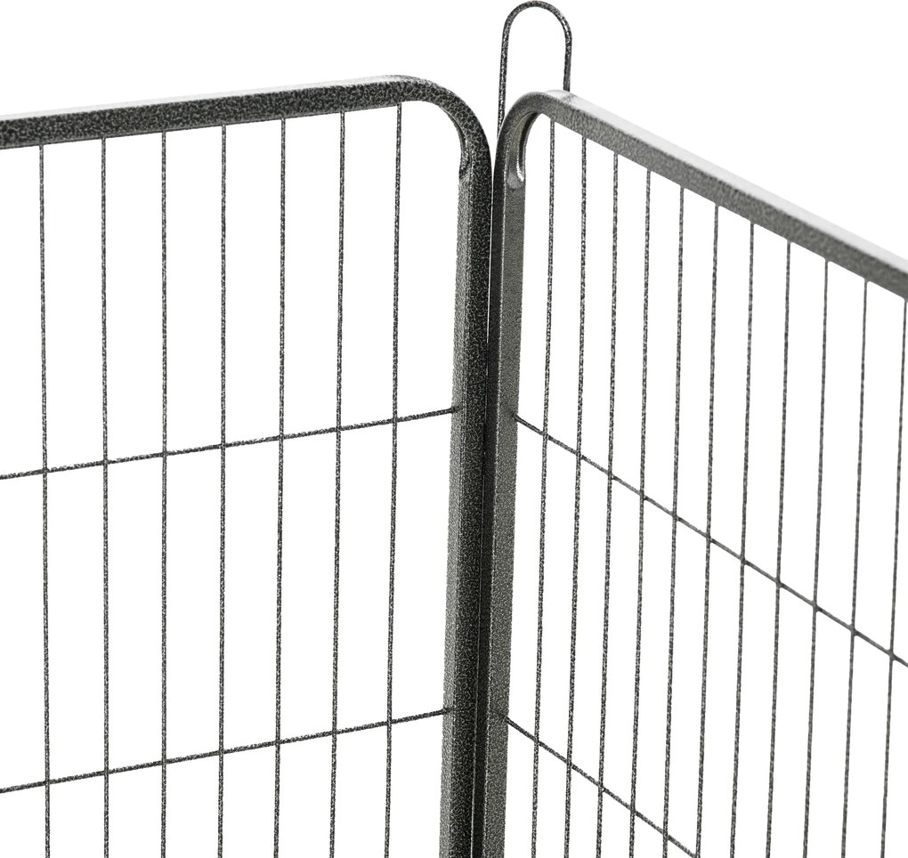 PawHut kojec dla psa, płot dla szczeniąt, dla psa na zewnątrz, krata z 2 drzwiami stalowo-szarymi, 16 segmentów 60 cm wysokości