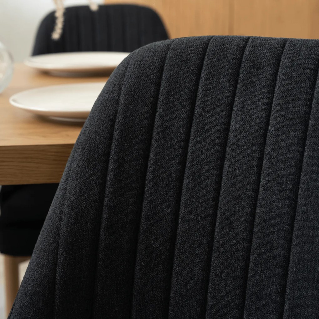 Zestaw Stół Prostokątny Rozkładany do Jadalni EDWIN 160-260 cm Dąb Złoty/Czarny i 4 Krzesła Tapicerowane TORINO Czarne