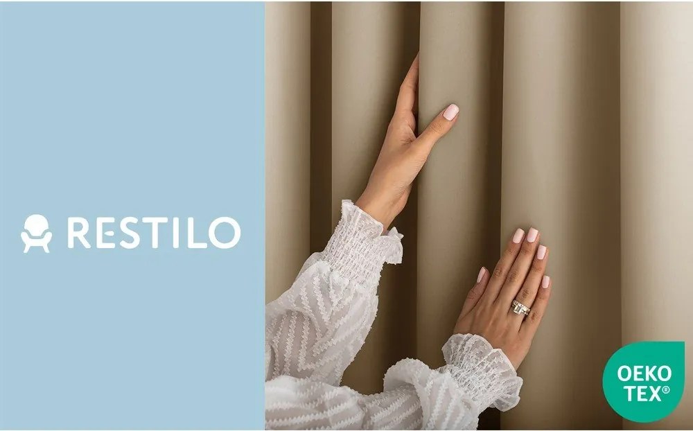 Beżowa zasłona częściowo zaciemniająca (dimout) 140x250 cm Carli Tie – Restilo