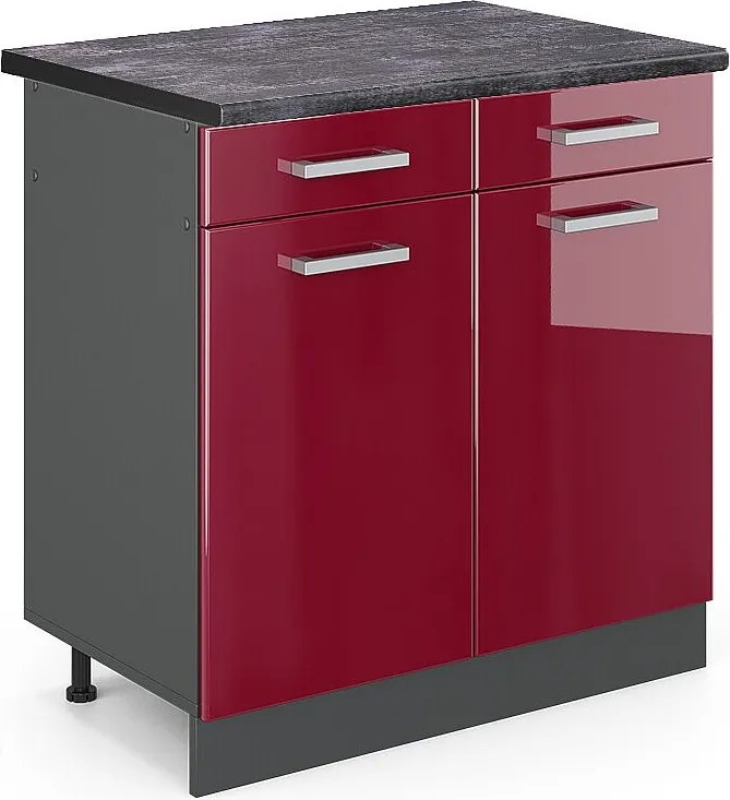 Szafka dolna do kuchni czerwony połysk 80x60x81.6 r-line