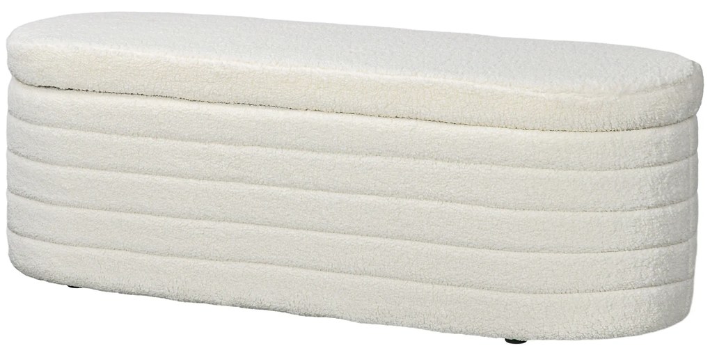 HOMCOM Ławka z miejscem do przechowywania, polar Teddy, 116x41x40,5cm, kremowa