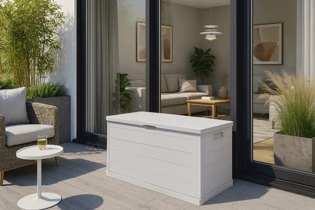 Jasnoszara zamykana skrzynia do ogrodu Z8-Z57