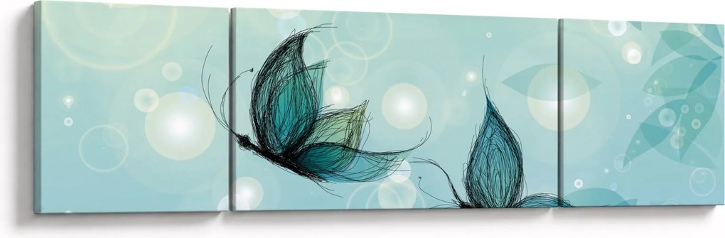 Obraz - Niebieskie motyle (170x50 cm)