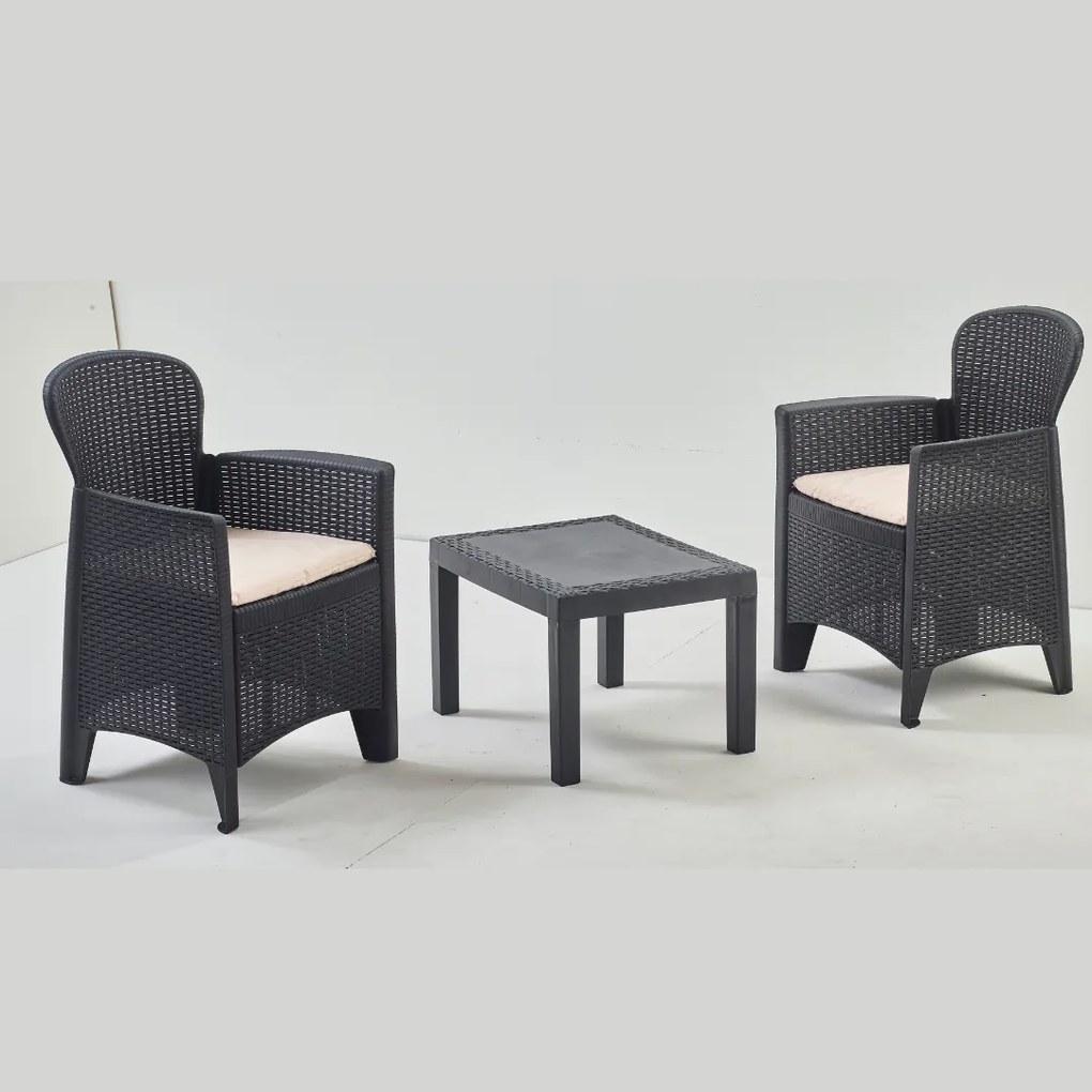 Zestaw ogrodowy AKITA, 3-częściowy, antracytowy I.P.A.E-Progarden