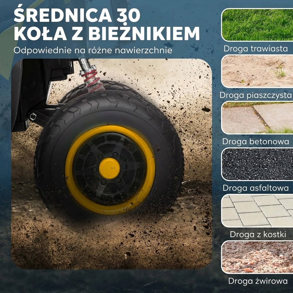 AIYAPLAY Dziecięcy Elektryczny Quad, 3-6 km/h, Reflektory LED, Muzyka, USB, dla Dzieci 3-8 Lat, Żółty