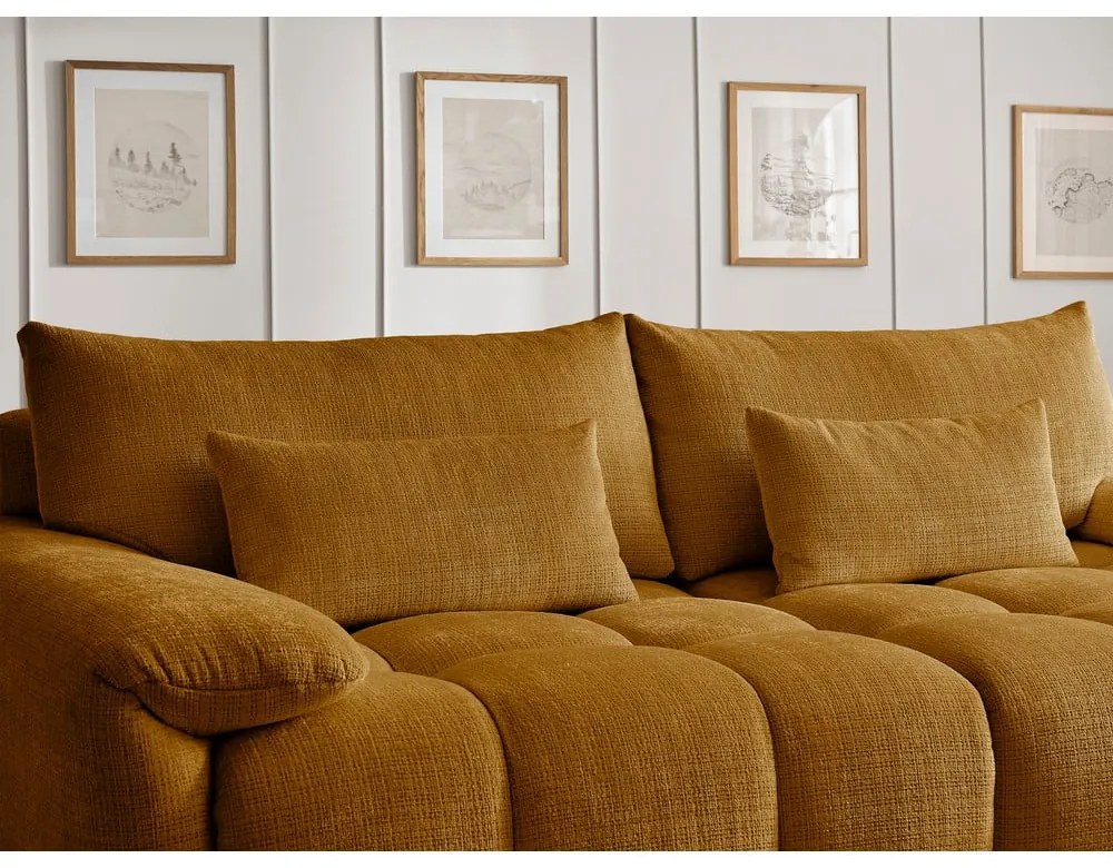 Musztardowa sofa z tkaniny szenilowej 264 cm Ivane – Bobochic Paris