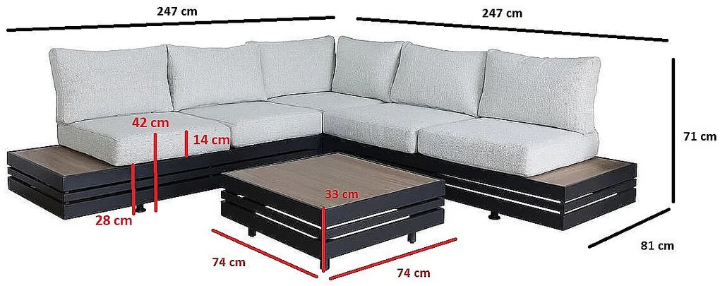 Luksusowy zestaw aluminiowy DALLAS dla 5 osób