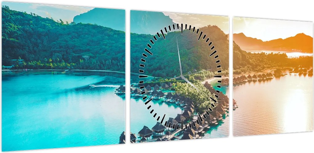 Obraz - Bora Bora (z zegarem) (90x30 cm)