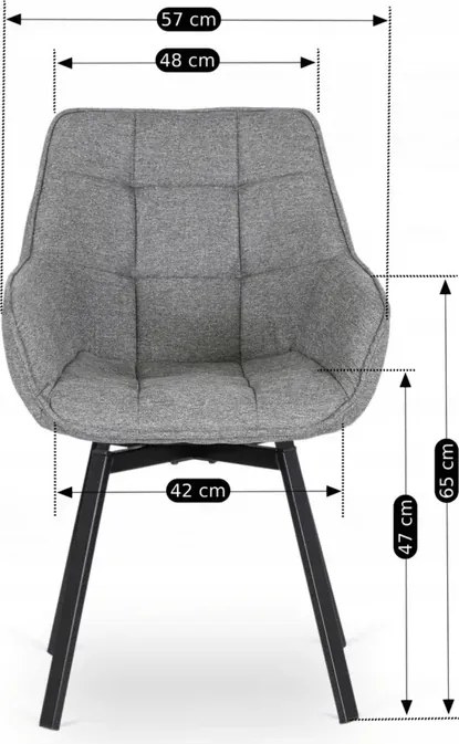 Krzesło Tapicerowane Obrotowe do Salonu LUNA 2 Szare Nowoczesne Loft