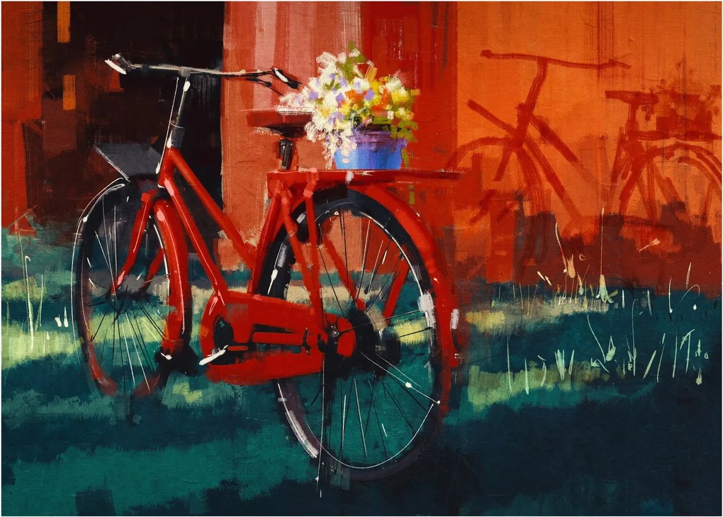 Obraz czerwonego koła, malowanie akrylowe (70x50 cm)
