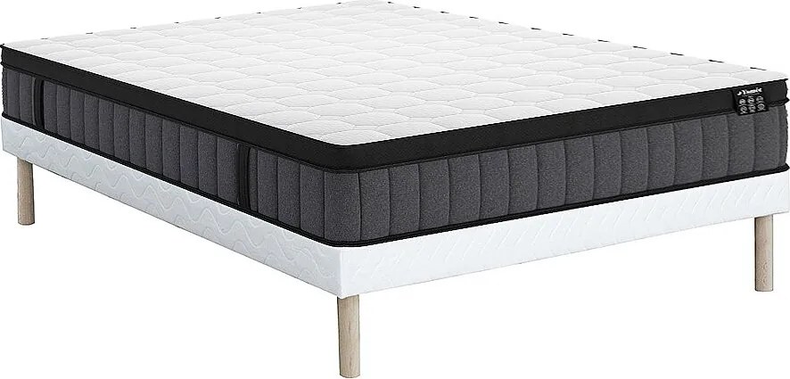 Zestaw 160 x 200 cm stelaż uniwersalny + materac hybrydowy  o grub. 25 cm z 7-strefowymi sprężynami kieszeniowymi i żelową poduszką z pamięcią kształtu  - TOLCA marki YSMÉE