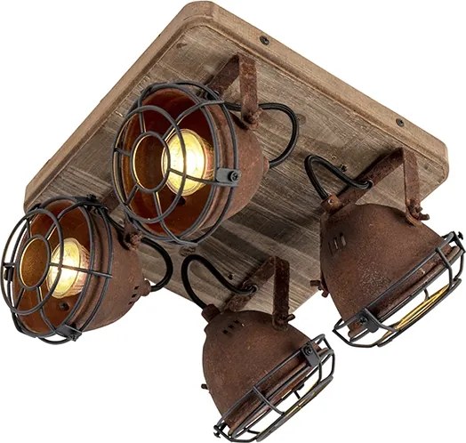 Inteligentny reflektor rdzawy brąz z drewnem z 4 WiFi GU10 - Gina