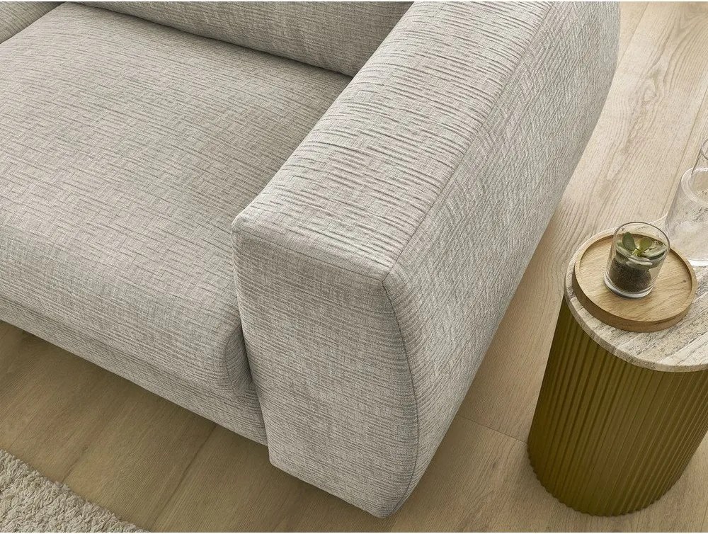 Beżowa rozkładana sofa do spania z tkaniny szenilowej 220 cm Hugo – Bobochic Paris