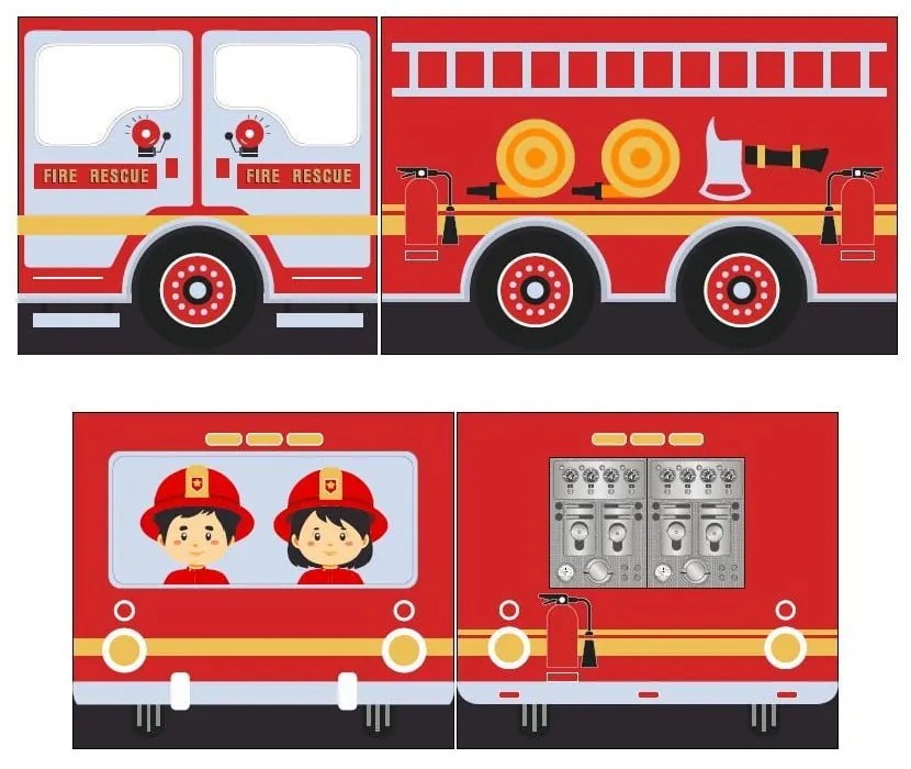 Zasłona dziecięca do łóżka 4 szt. 195x75 cm Fire Truck – Vipack