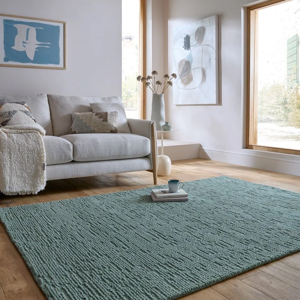 Szaroniebieski wełniany dywan tkany ręcznie 200x290 cm Harris Boucle – Flair Rugs