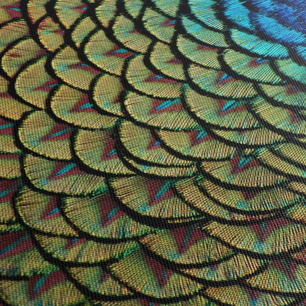 Obraz - Pawie pióra (z zegarem) (90x30 cm)