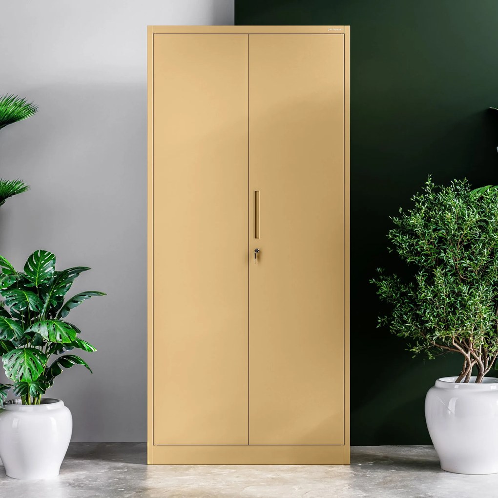 Szafa na dokumenty biurowa metalowa beżowa: Fresh Style JAN H, 900 x 1950 x 400 mm