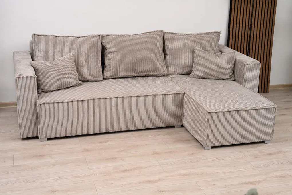 Rozkładana narożna sofa SMART COSARO ciemnobrązowa, dwustronna + 2 poduszki GRATIS