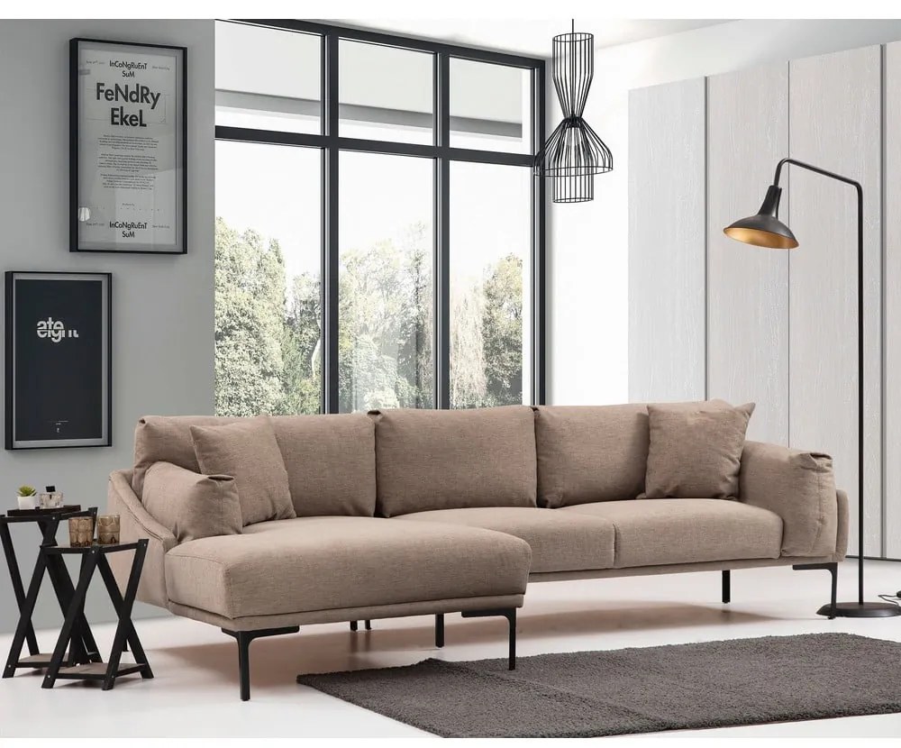 Beżowa sofa narożna Artie Leo, lewy narożnik