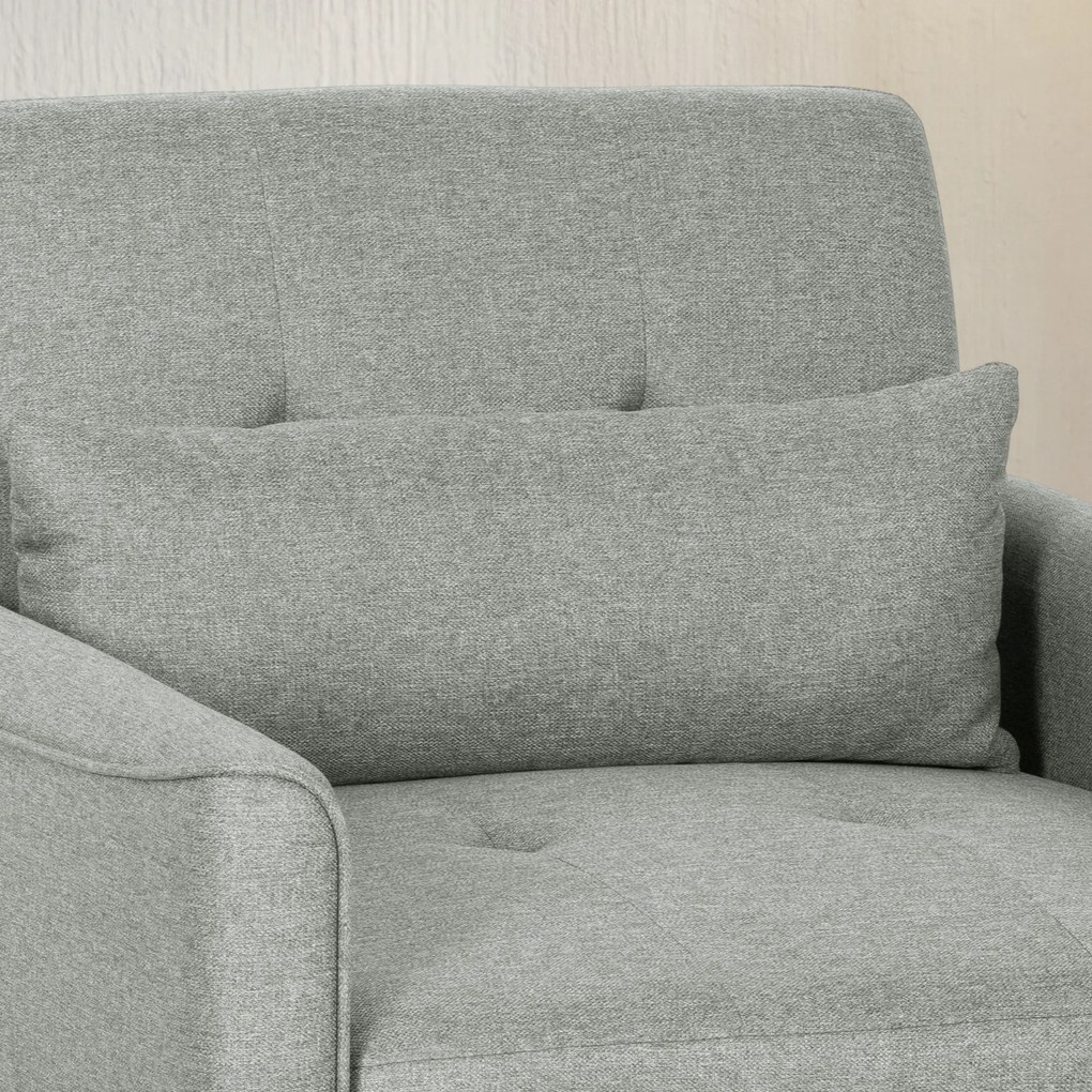 HOMCOM 3-w-1 Fotel z Funkcją Łóżka, Rozkładany Fotel Sofa z Regulowanym Oparciem, Szary | Aosom PL