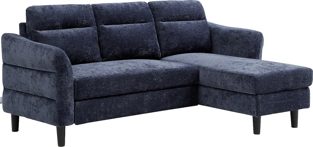 Kanapa narożna rozkładana i uniwersalna z teksturowanej tkaniny w kolorze granatowym VANERSI