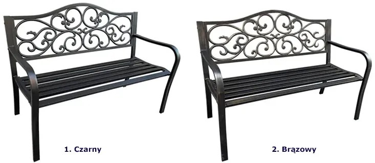 Brązowa ławka z oparciem i podłokietnikami D8-L25