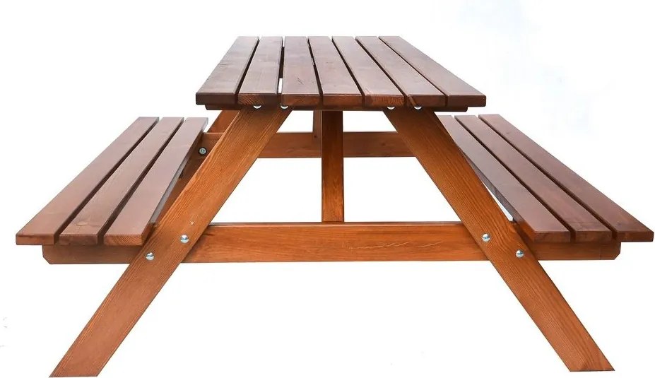 Zestaw ogrodowy drewniany PIKNIK - 180 cm, lakierowany