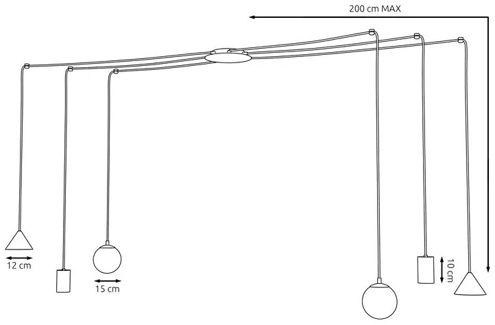 Czarna nowoczesna lampa pająk - D132 Delian 4X