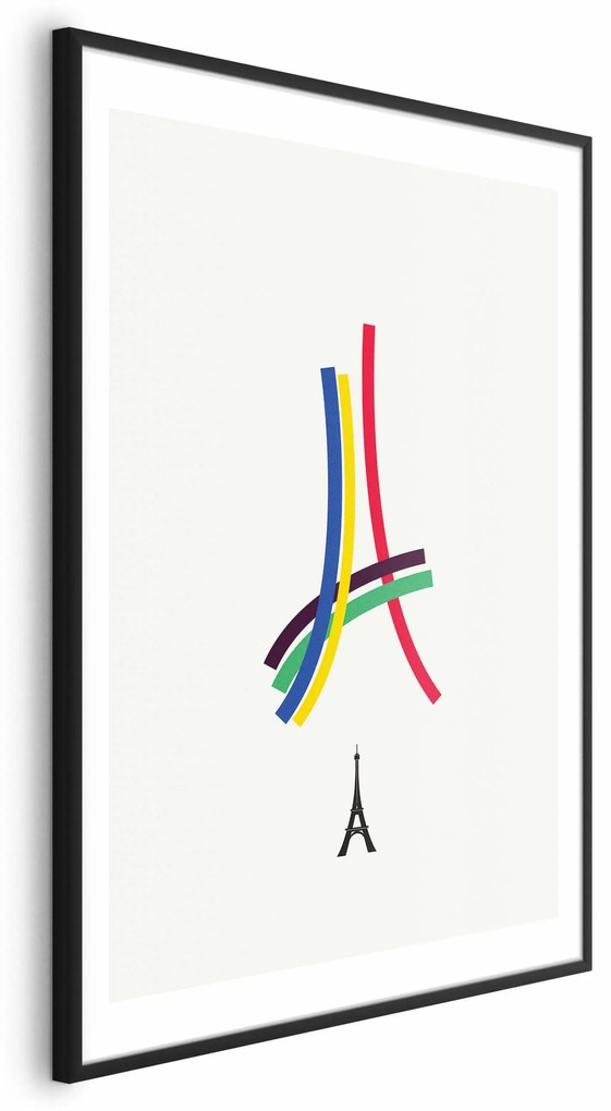 Plakat Abstrakcyjna Wieża Eiffla 21x30 cm z ramą czarną z marginesem ARTGEIST B
