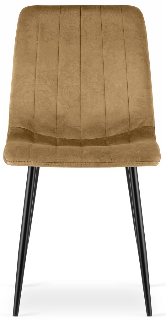Brązowe krzesło do kuchni LAVA aksamitne z czarnymi nogami