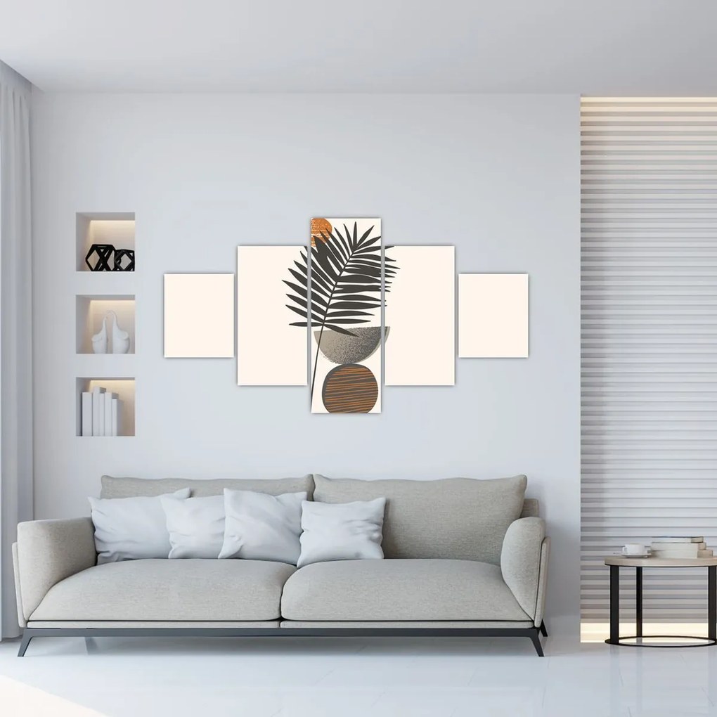 Obraz - Abstrakcja z liściem palmy (125x70 cm)