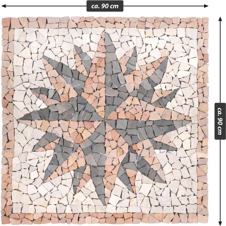 Mozaika marmurowa, motyw Róża Wiatrów, 90 x 90 cm