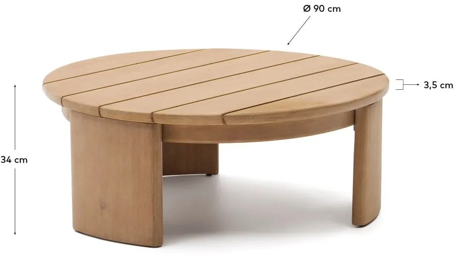 Okrągły stolik ogrodowy z litego drewna eukaliptusowego ø 90 cm Xoriguer – Kave Home