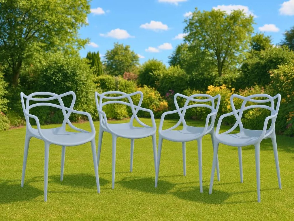 Zestaw 4 jasnoszarych plastikowych krzeseł KATO