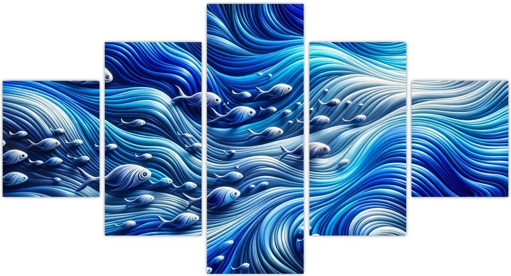 Obraz – Ryby w falach (125x70 cm)