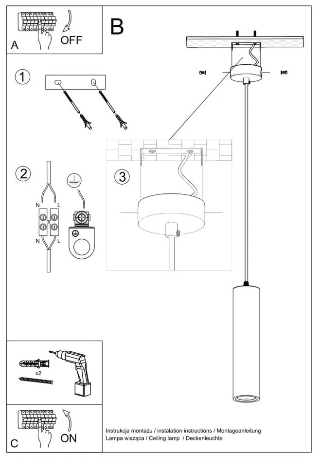 Biała lampa wisząca z ceramicznym kloszem ø 8 cm Santana – Nice Lamps