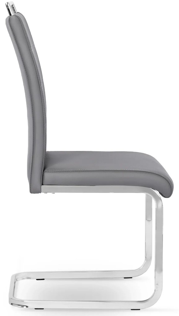 Krzesło Tapicerowane do Jadalni LOCA Szare Na Płozach Ekoskóra Nowoczesne