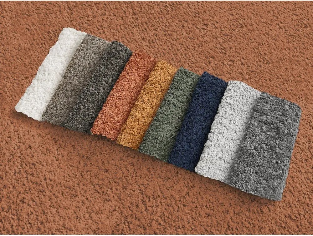 Pomarańczowy podnóżek z materiału bouclé Azra – Bobochic Paris