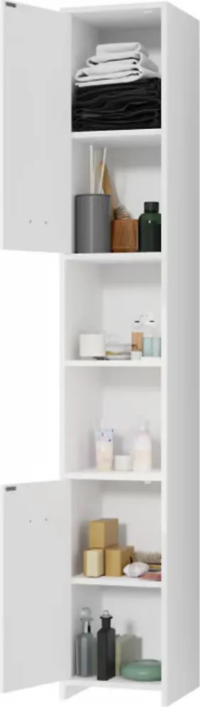 Wysoka szafka łazienkowa SILKE, 180×30×30cm, biała Casaria