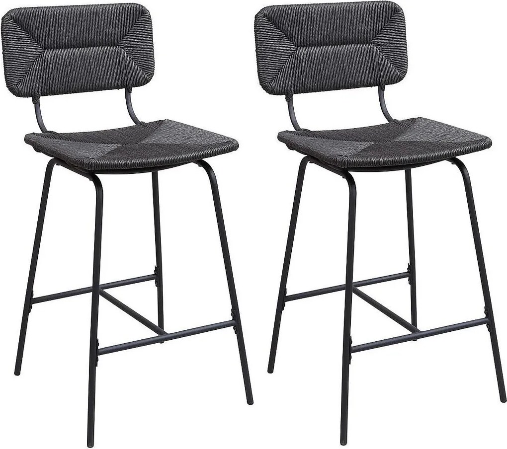 Zestaw metalowych krzeseł barowych i wyspowych z siedziskiem rattanowym 65 cm TIDRA