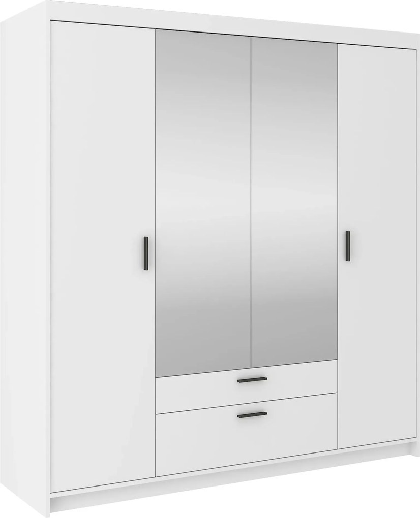 Biała garderoba czterodrzwiowa z lustrem K8-R43