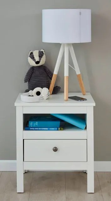 Skandynawska biała szafka nocna z szufladą N8-C78