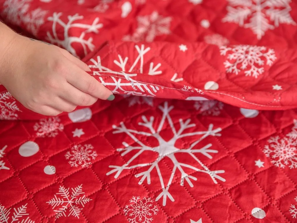 Narzuta na łóżko SNOWFALL, czerwona Rozmiar: 170 x 210 cm